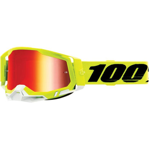 100% Racecraft 2 Goggles Fluo Yellow w/Red Mirror Lens