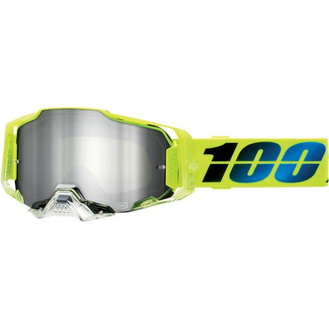 100% Armega Goggles Koropi Yellow/Black/Blue W/Silver Lens