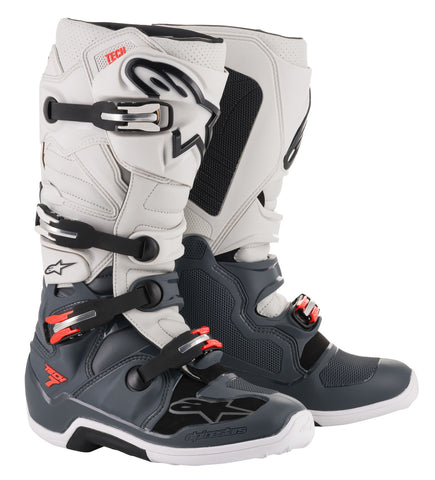 Alpinestars Tech 7 Boots Dark Gray/Light Gray/Fluo Red